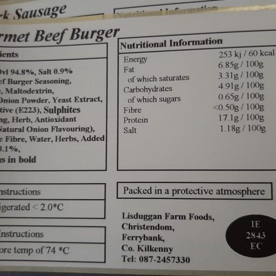 Beer Garden Burgers 1.60kg (10 pack)