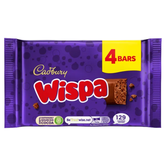 CADBURY WISPA CHOCOLATE (4 bars per pack) 94.8G