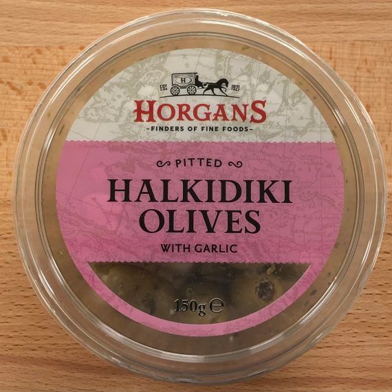 Horgans Pitted Halkidiki Green Olives with Garlic (150g)