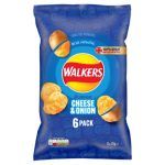 Walkers Glorious Cheese & Onion Crisps 6 Pack (6 x 25g)