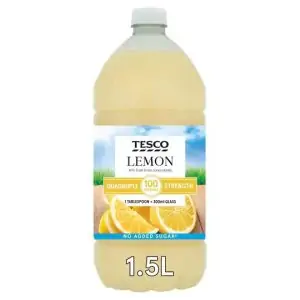 Tesco Quadruple Strength Lemon Squash No Added Sugar 1.5L