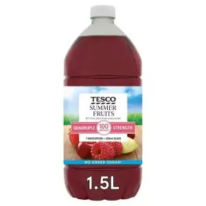 Tesco Quadruple Strength Summer Fruits Squash 1.5L (No added sugar)