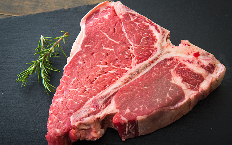t-bone steak raw cut
