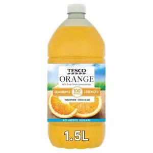 Tesco Quadruple Strength Orange Squash No Added Sugar 1.5L